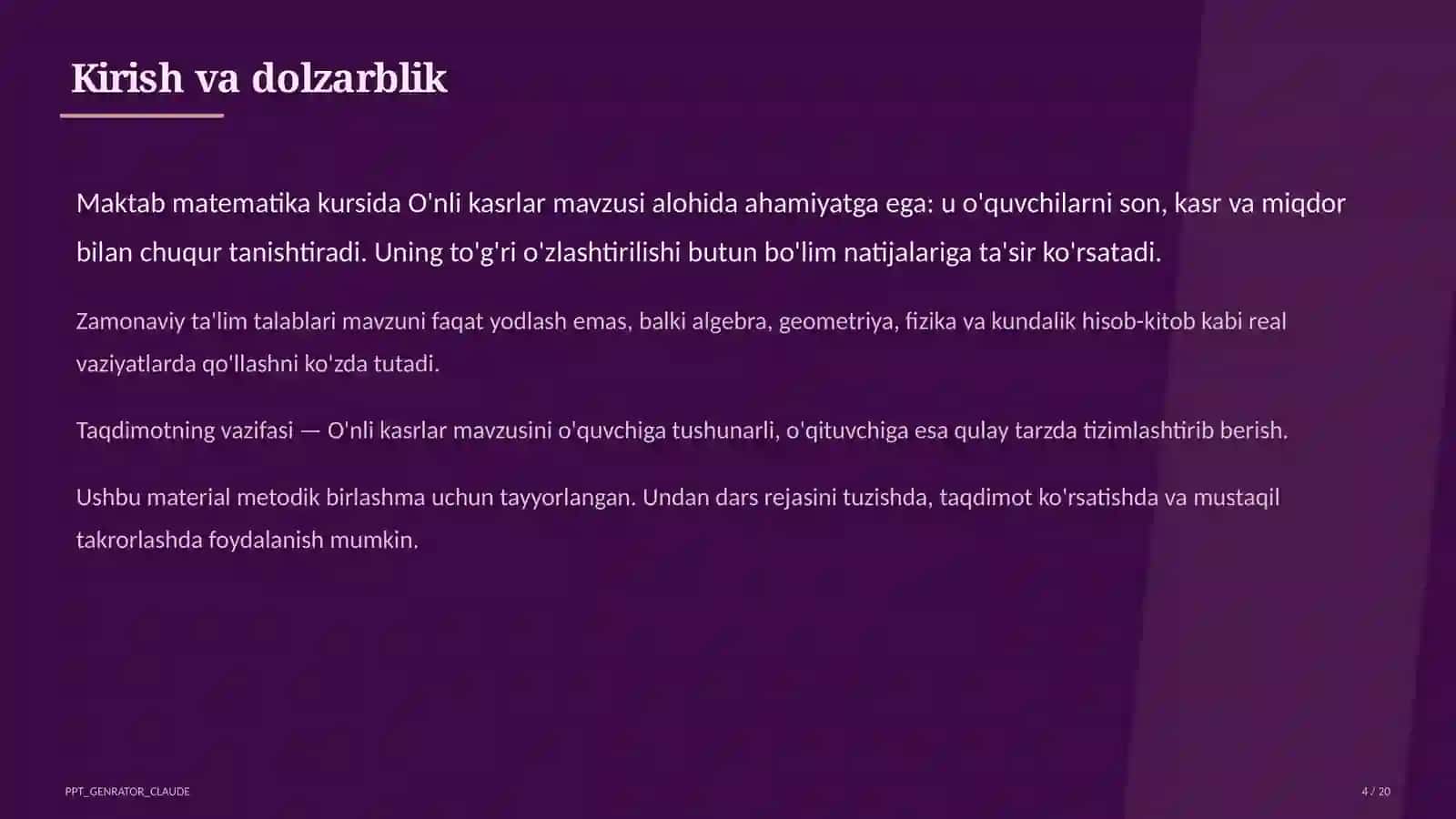 O'nli kasrlar (5-sinf) 4