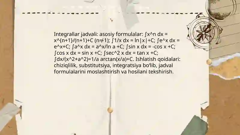 Aniqmas Integrallar Jadvali 4