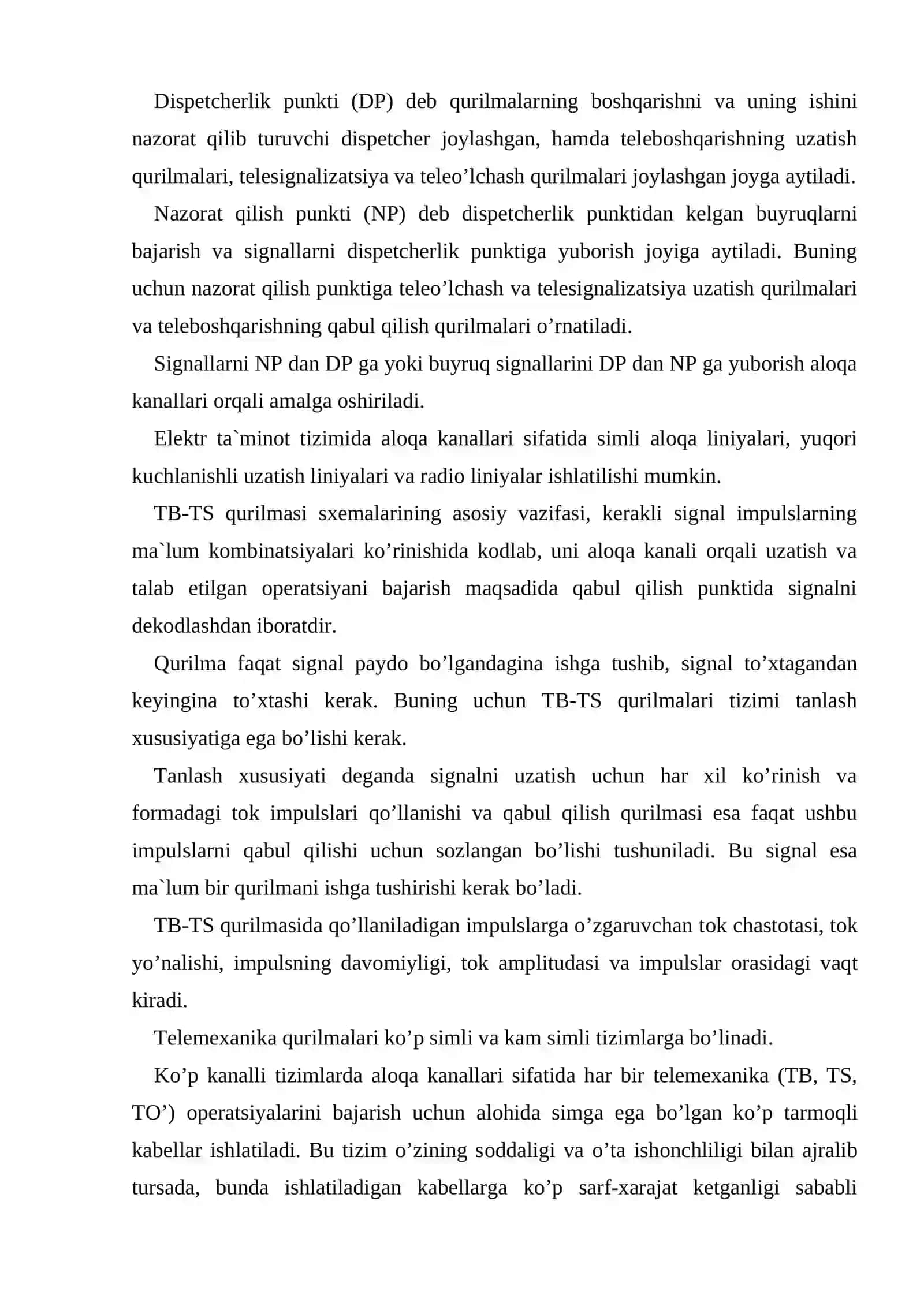 Dispetcherlash va telemexanizatsiyalash 4