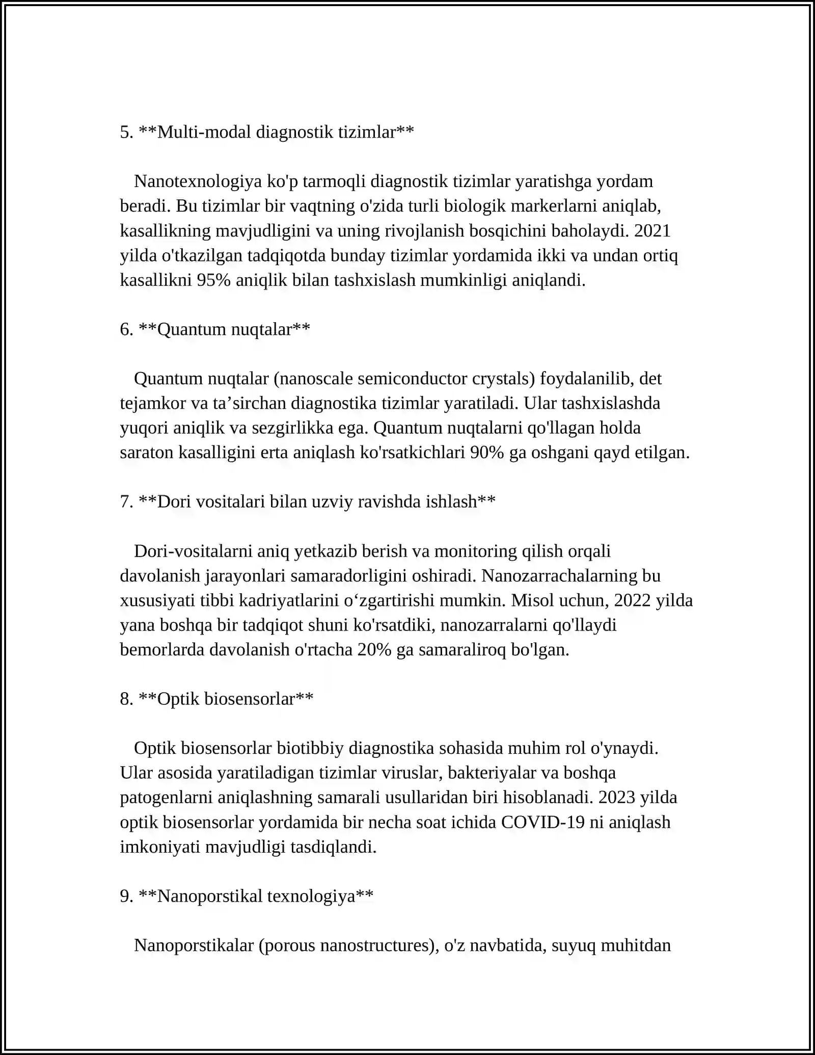 BUGUNGI KUN TIBBIYOTINING TURLI SOHALARIDA NANOTEXNOLOGIYALARDAN FOYDALANISHNING ASOSIY SABABLARI HAMDA UNING NATIJALARI 4