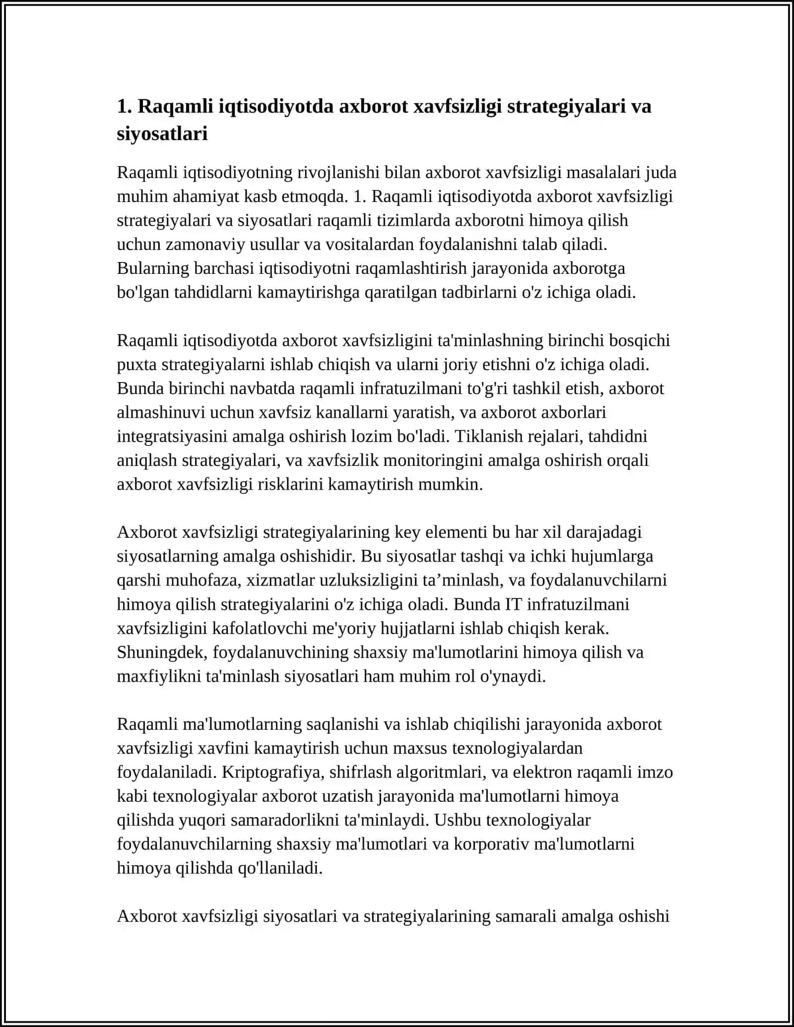 RAQAMLI IQTISODIYOTDA AXBOROT XAVFSIZLIGINI TA’MINLASHNING ZAMONAVIY USULLARI VA VOSITALARI 4