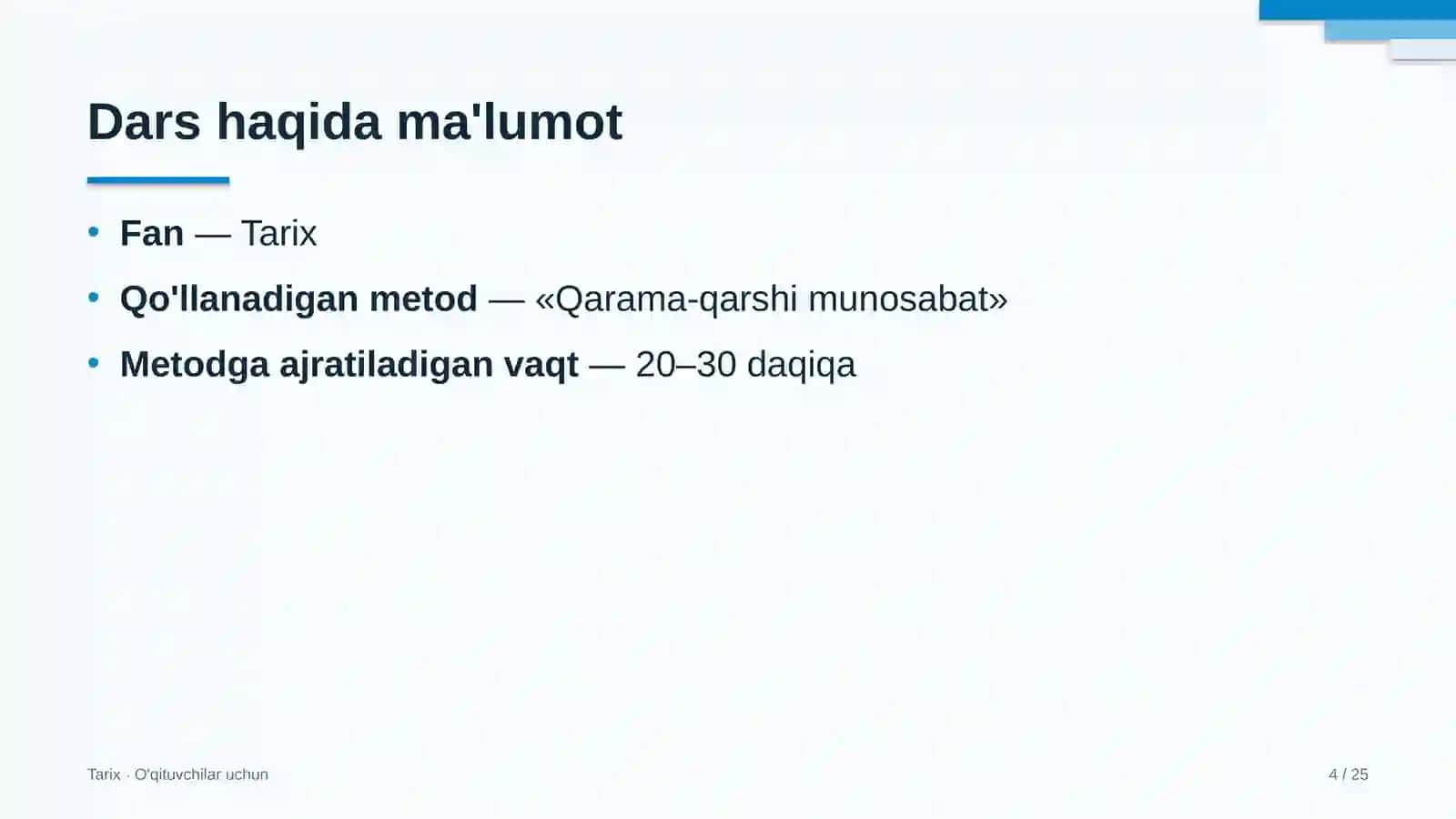 tarix darslarida qarama qarshi munosabat metodidan foydalanish 9652 4