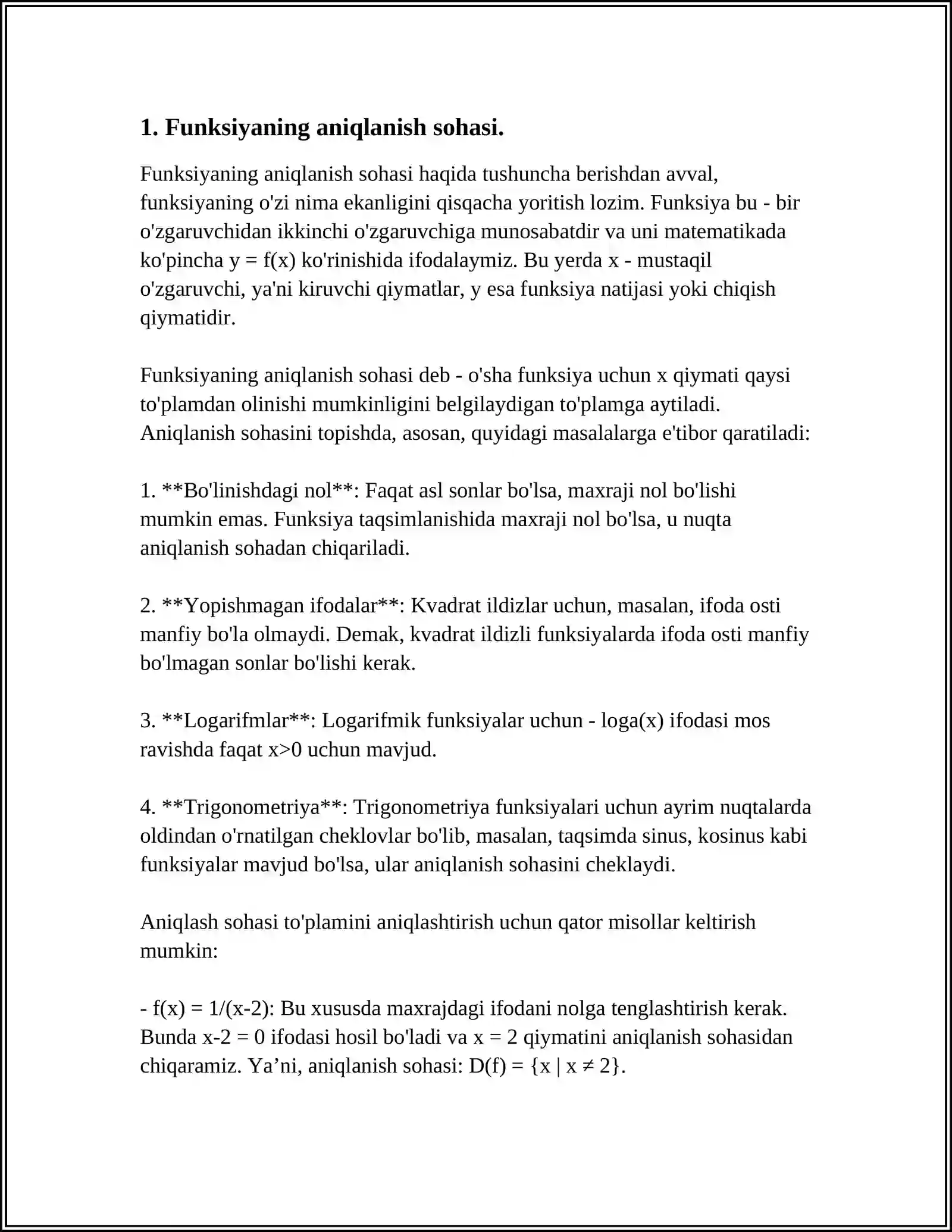 FUNKSIYANING ANIQLANISH SOHASI 4