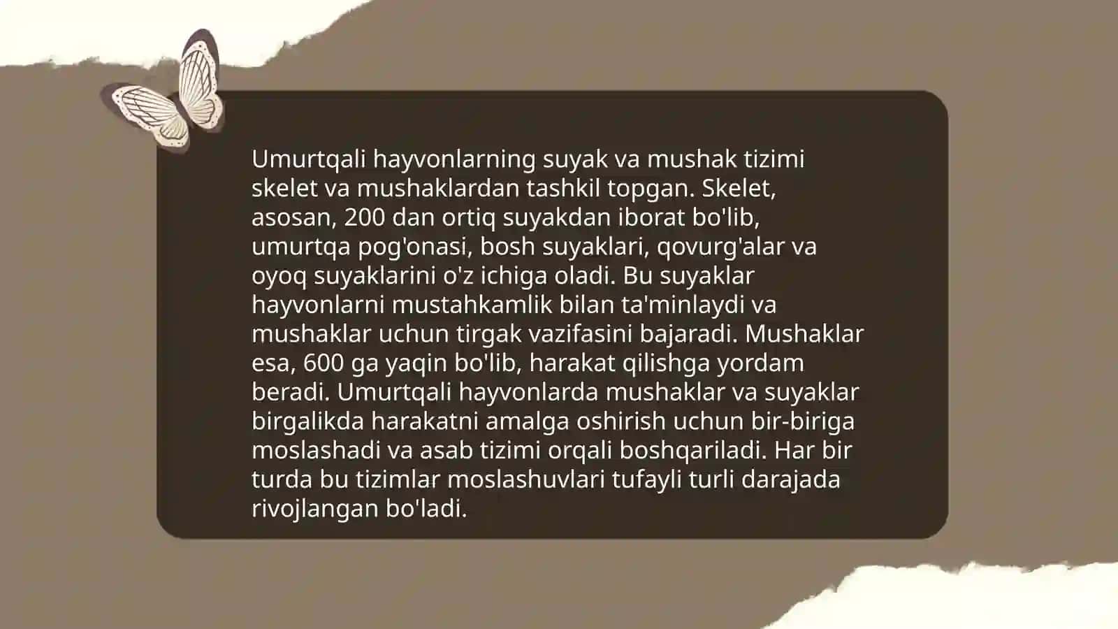 Umurtqali hayvonlarning anatomiyasi, fiziologiyasi, sistematikasi, evolyutsiyasi va tabiatda tutgan o‘rni 4