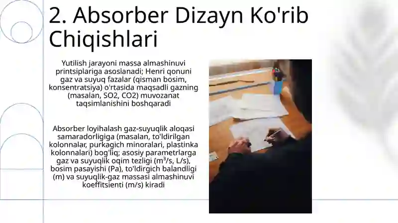 Absorbsiya jarayoni, absorberlarni hisoblash asoslari 4