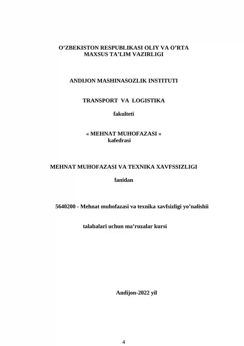 MEHNAT MUHOFAZASI VA TEXNIKA XAVFSIZLIGI 4