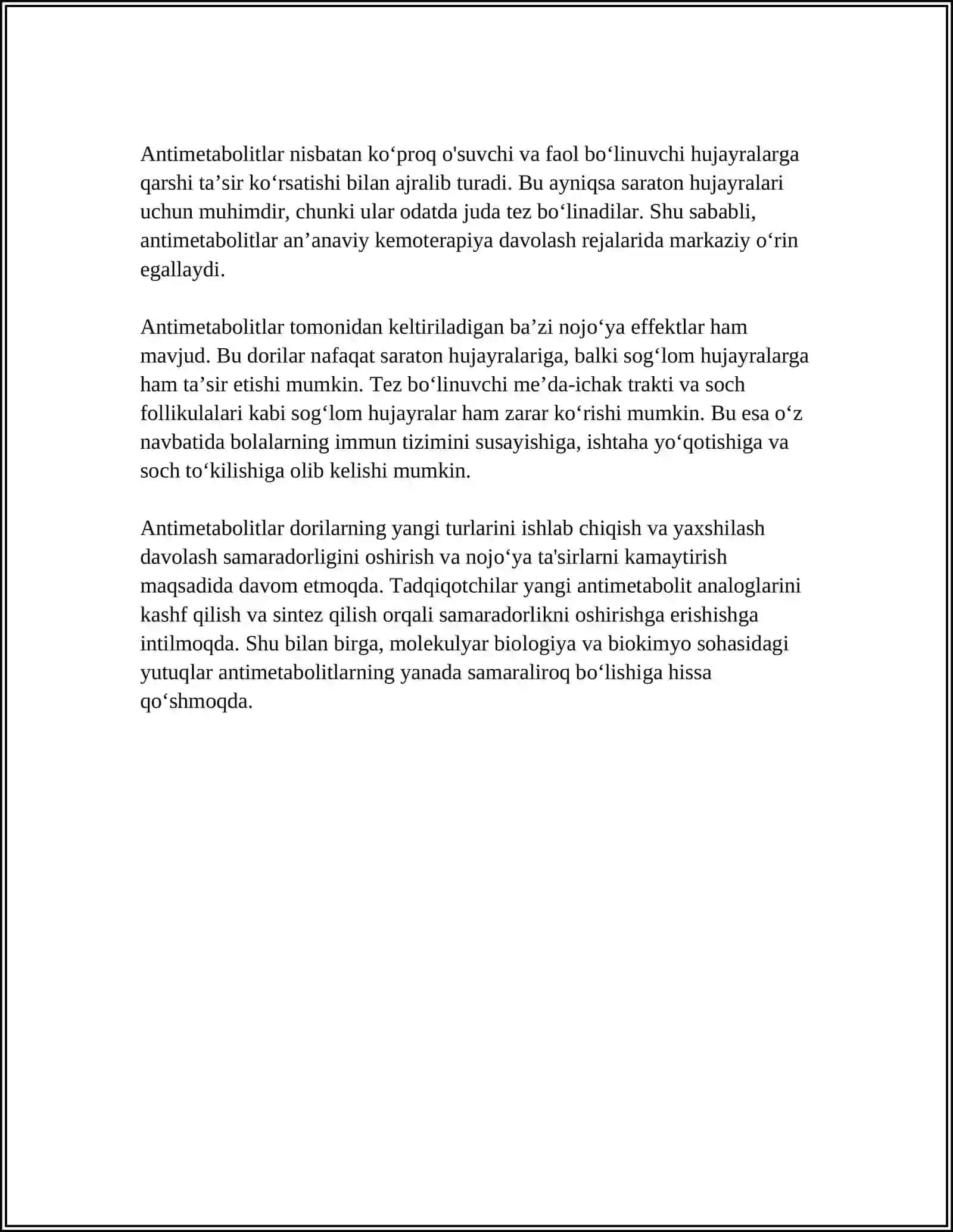 ANTIMETOBOLITLAR HAQIDA TUSHUNCHA BA'ZI AMINOKISLOTALAR ALMASHINUVI 4