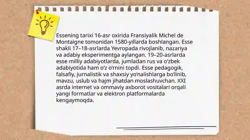 ESSE, ESSE HAQIDA TUSHUNCHA 4