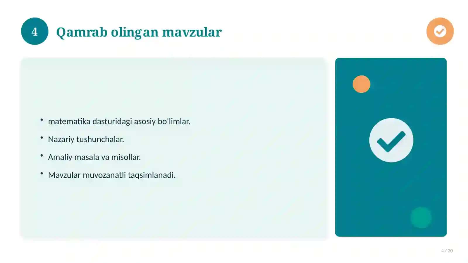 Rus tili fanidan 9-sinf: mavzulashtirilgan nazorat ishi 4