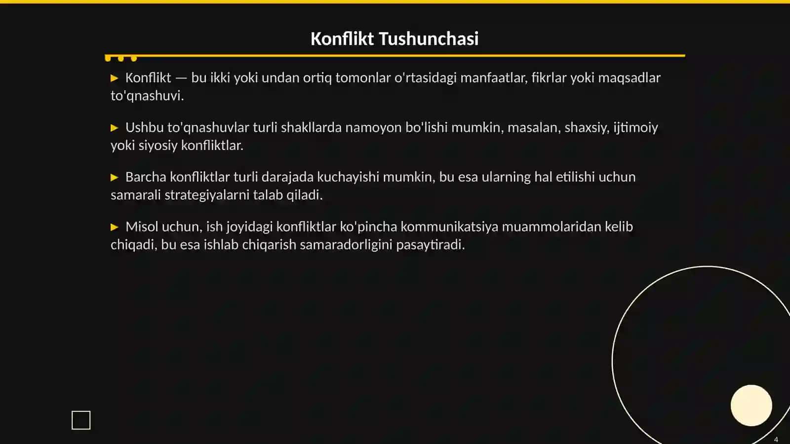 Konflikt va Konfliktogenlar Eskolatsiyasi 4