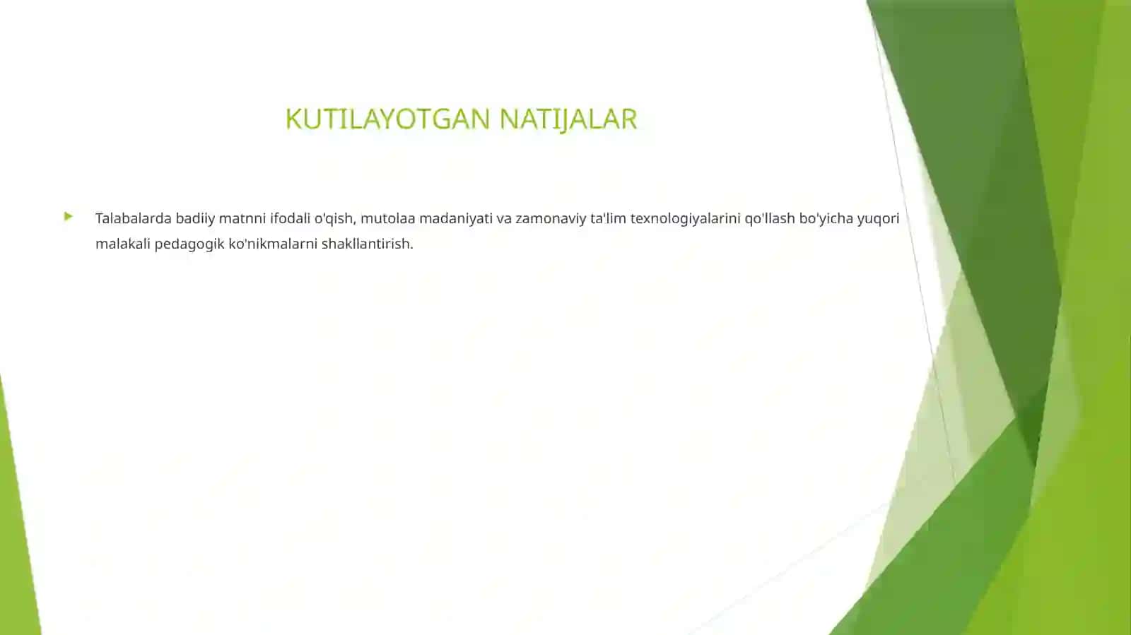 Mutolaa madaniyati va ifodali o'qish fani 4