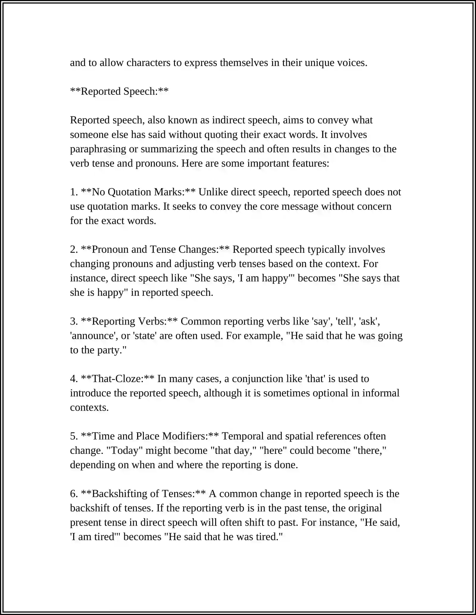 Direct Speech vs. Reported Speech 4