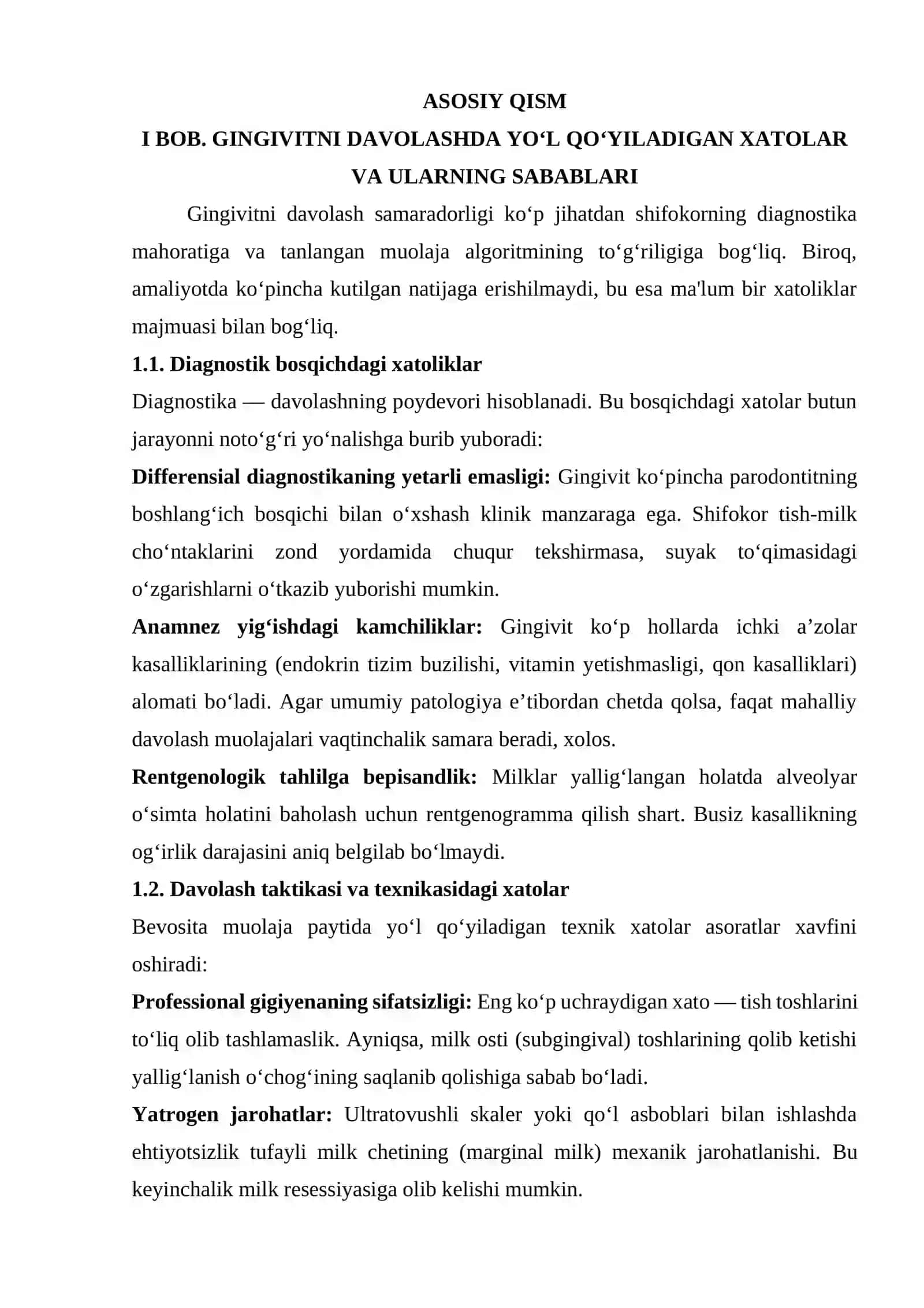 gingivitlarni davolashda yuzaga keluvchi xato va asoratlar. Ularni bartaraf etish. 4