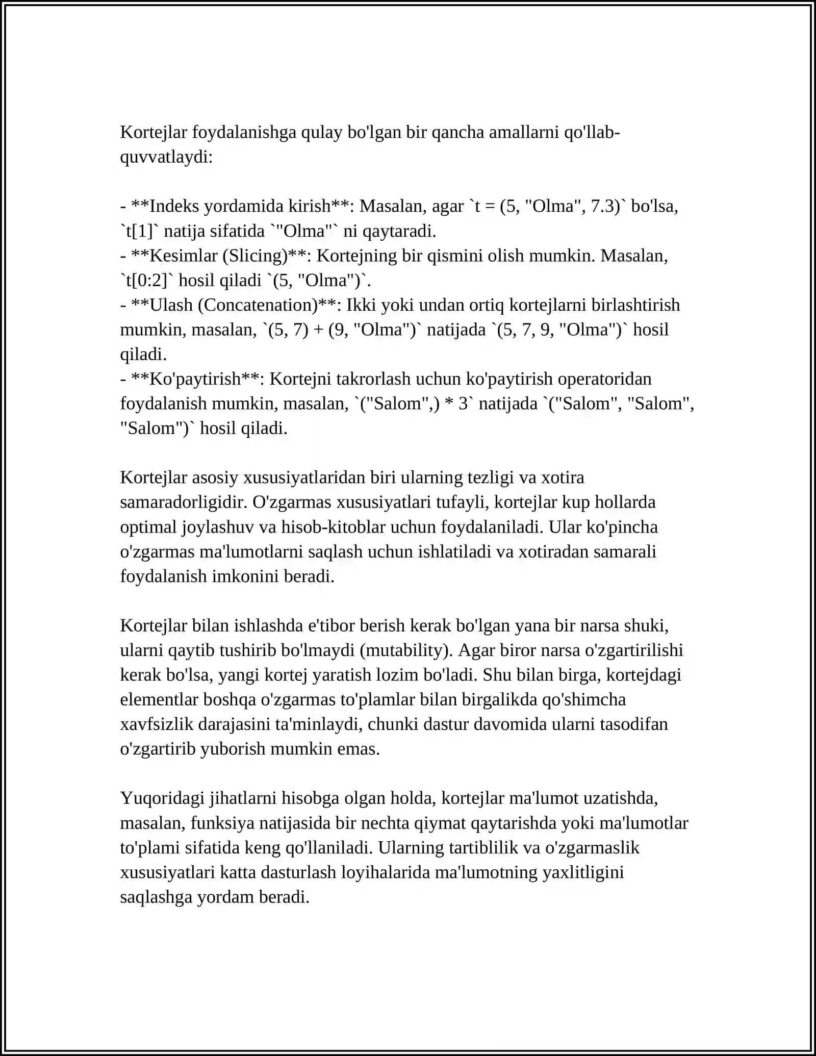 PYTHON DASTURLASH TILIDA KORTEJLAR VA ULAR BILAN ISHLASH FUNKSIYALARI 4