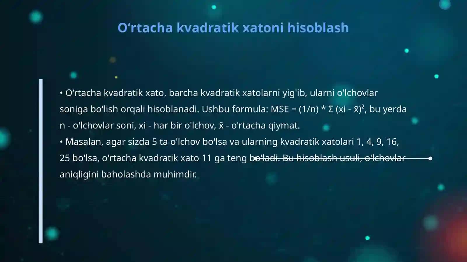 Oʻlchovlarning oʻrtacha kvadratik xatolarini topish 4