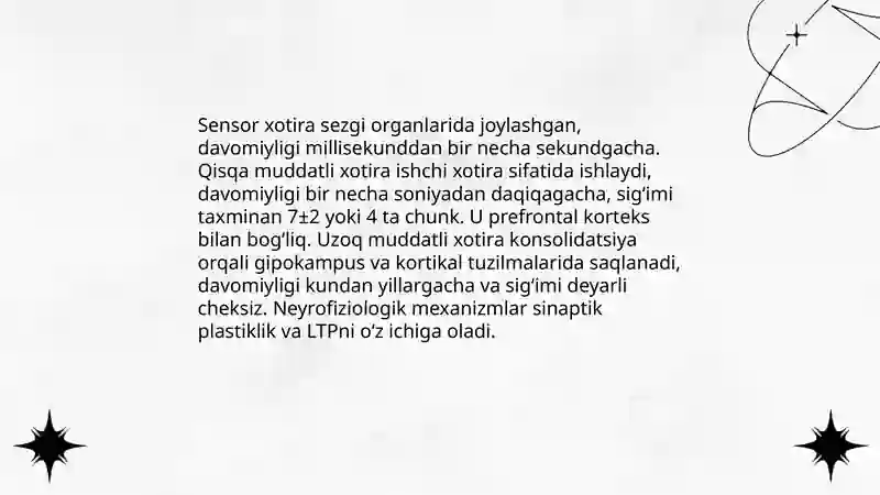 Xotira haqida tushuncha va uning nerv -fiziologik asosi 4