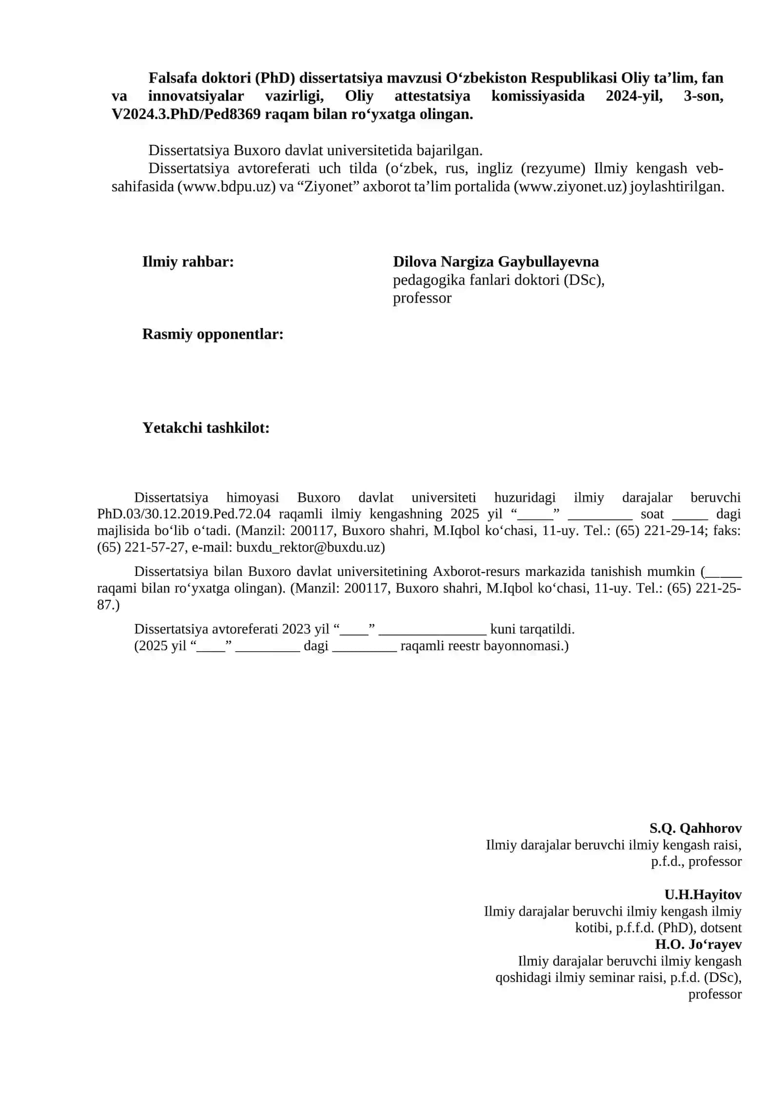 TARBIYAVIY ISHLAR METODIKASI FANI ASOSIDA BO`LAJAK O`QITUVCHILARNING IJTIMOIY KOMPETENSIYALARINI RIVOJLANTIRISH METODIKASI 4