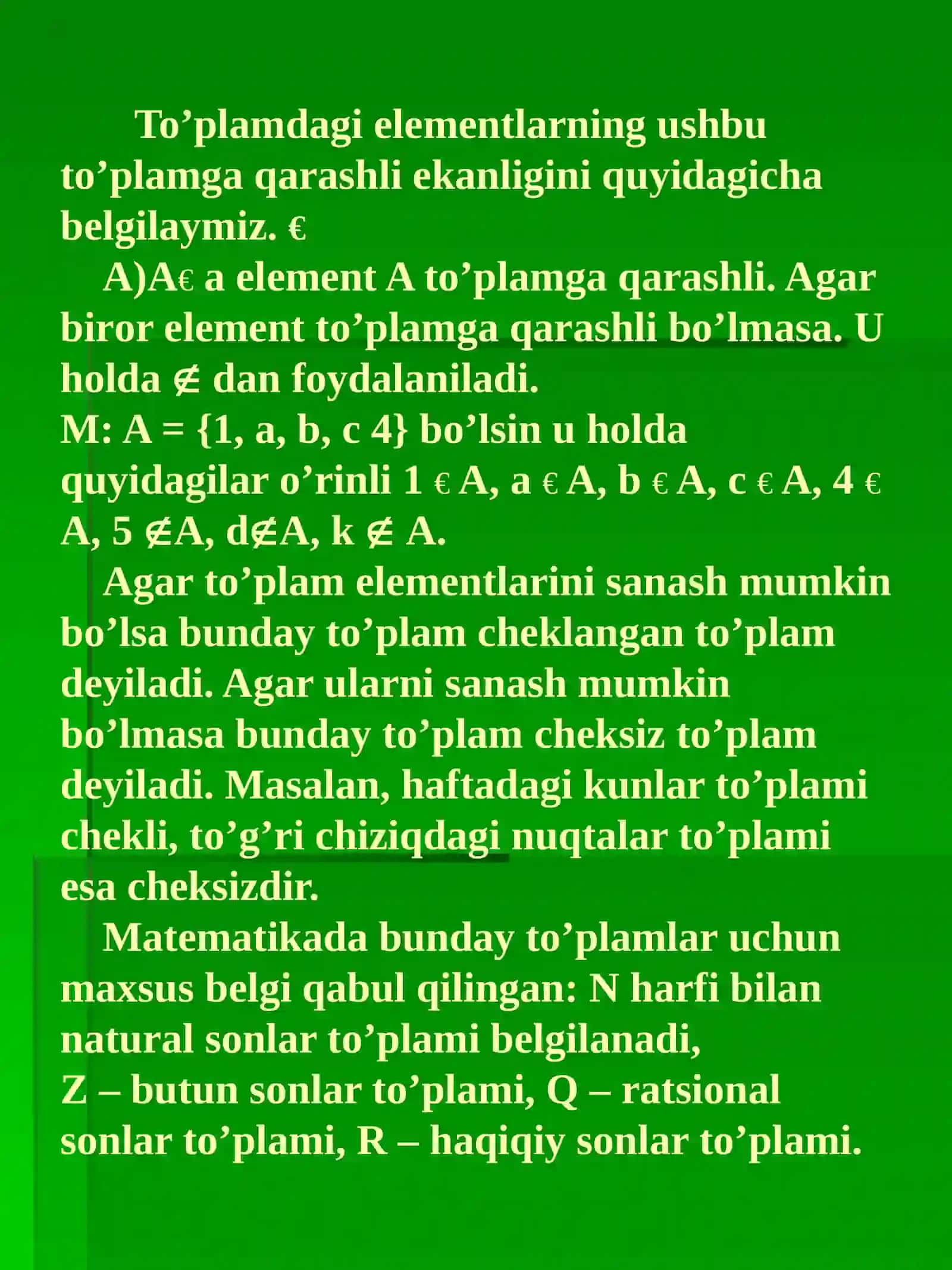 Ekvivalentlik munosabatlarining to'plamlarni sinflarga ajratish bilan aloqasi 4