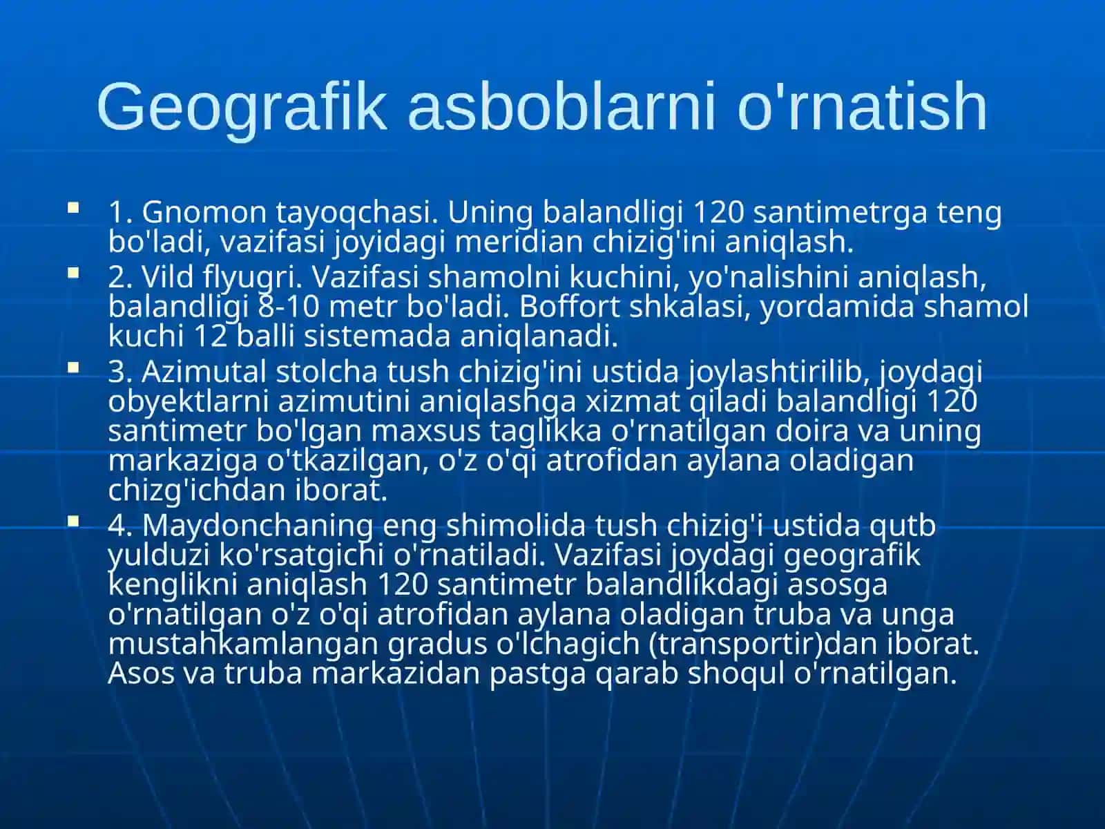 Maktab geografiya maydonchasi va uni jihozlash 4
