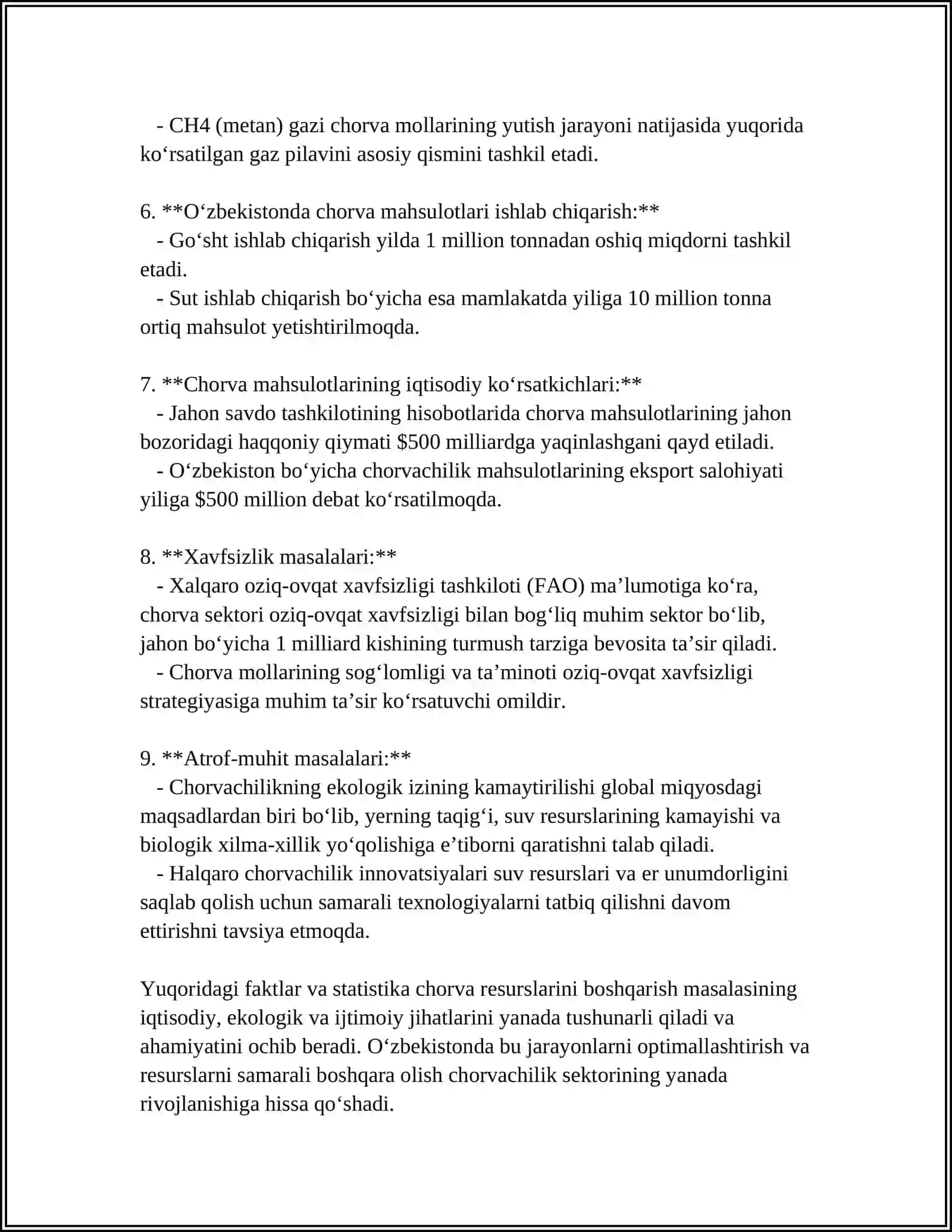 CHORVACHILIKNI QISHLOQ XOJALIGIDAGI O’RNI 4