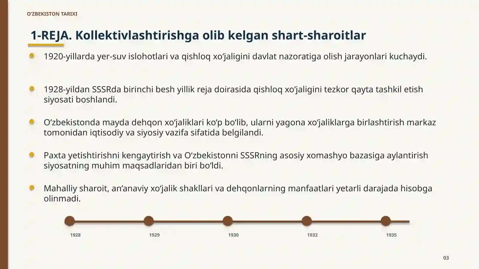 O‘ZBEKISTONDA QISHLOQ XO‘JALIGINI KOLLEKTIVLASHTIRISH SIYOSATI 4