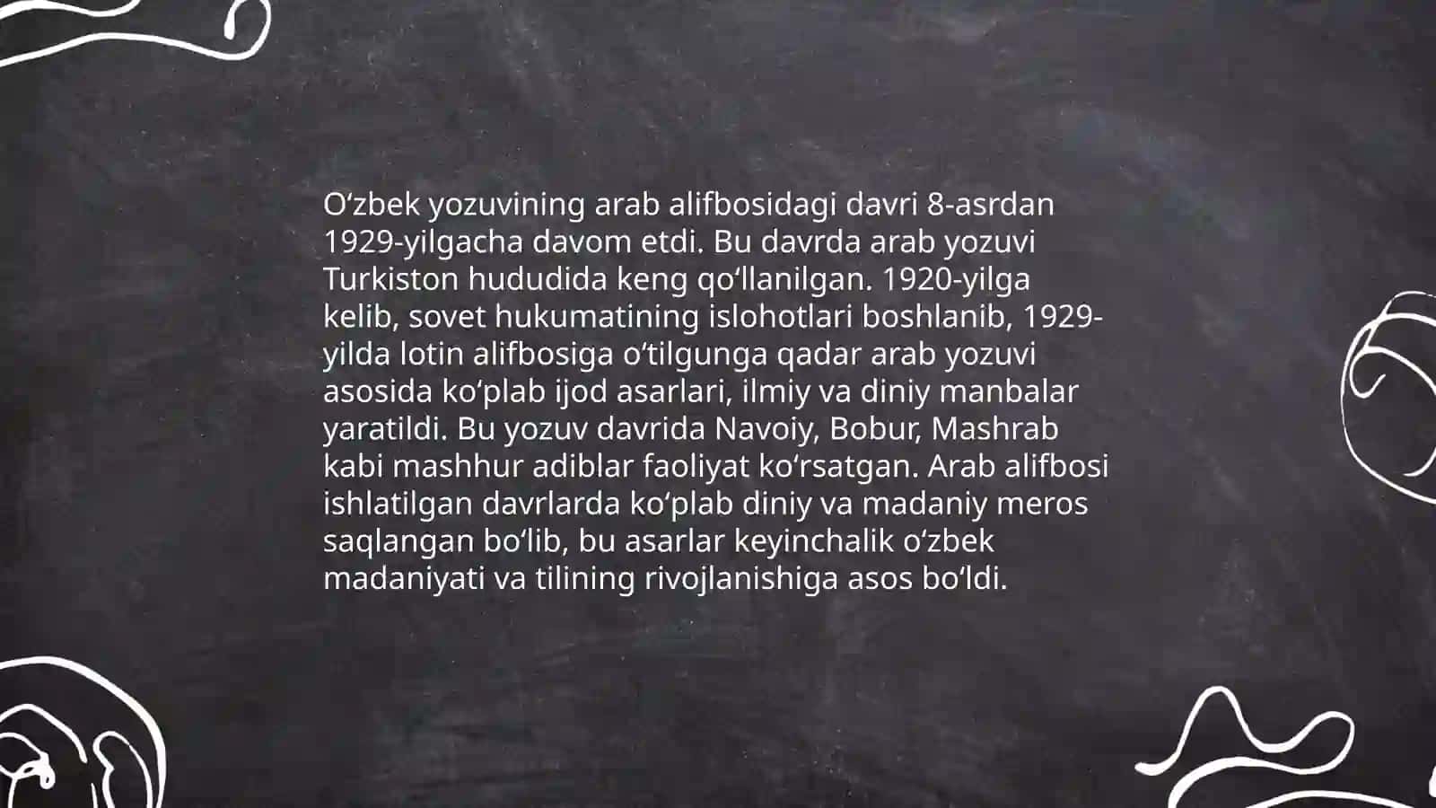 O'zbek tilining yozuv tizimlari taraqqiyoti 4