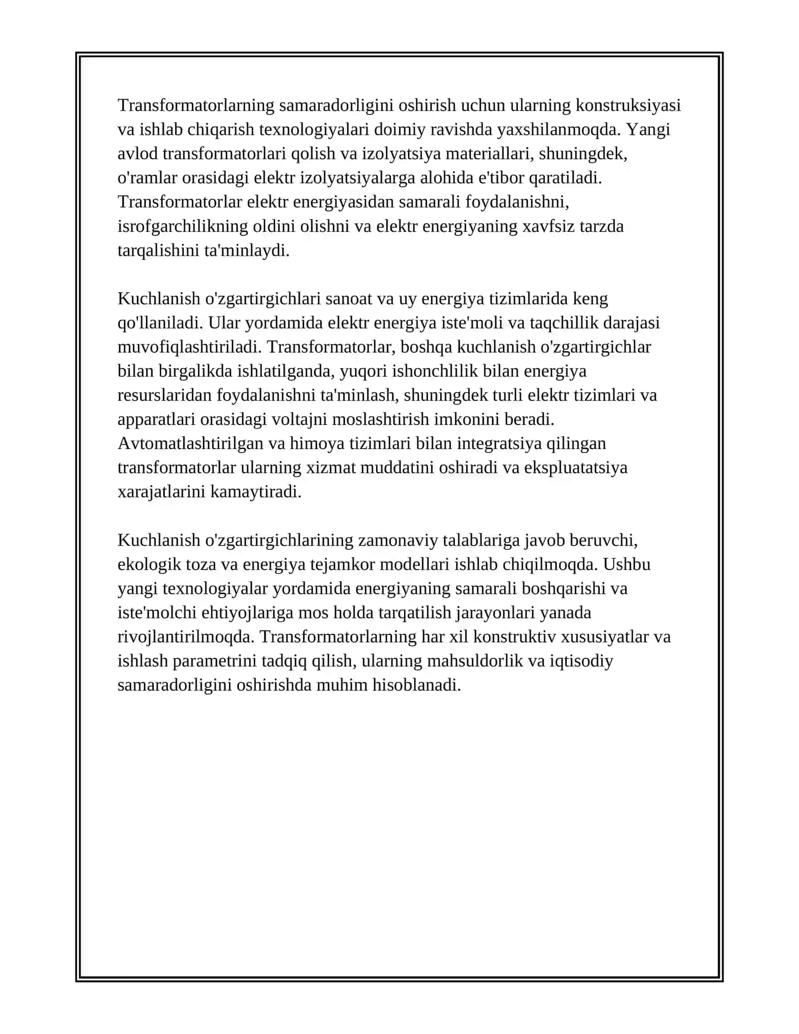 KUCHLANISH, TOK VA QUVVAT О‘ZGARTIRGICHLARI ULARNING ISHLATILISHI TUZILISHINIО‘RGANISH VA TAVSIFLARINI TADQIQ QILISH 4