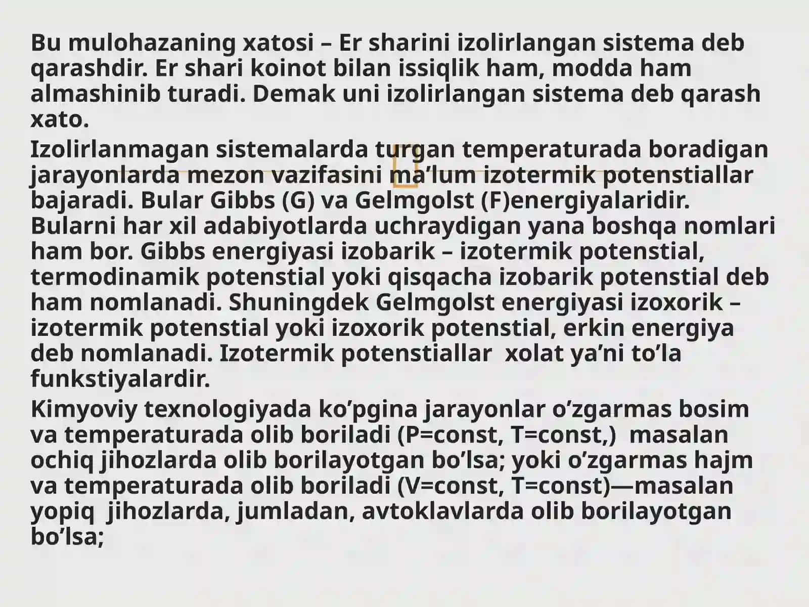 TERMODINAMIK POTENSIALLAR. GIBBS–GELMGOLS TENGLAMASI 4