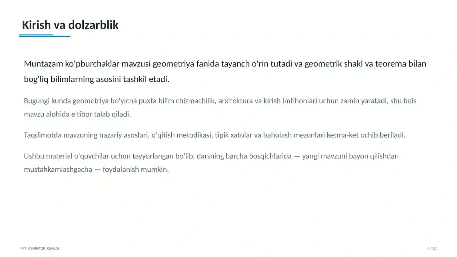 Muntazam ko'pburchaklar (9-sinf) 2