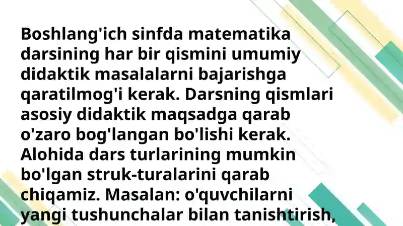 Boshlang'ich sinflarda matematika o'qitish metodikasi 4