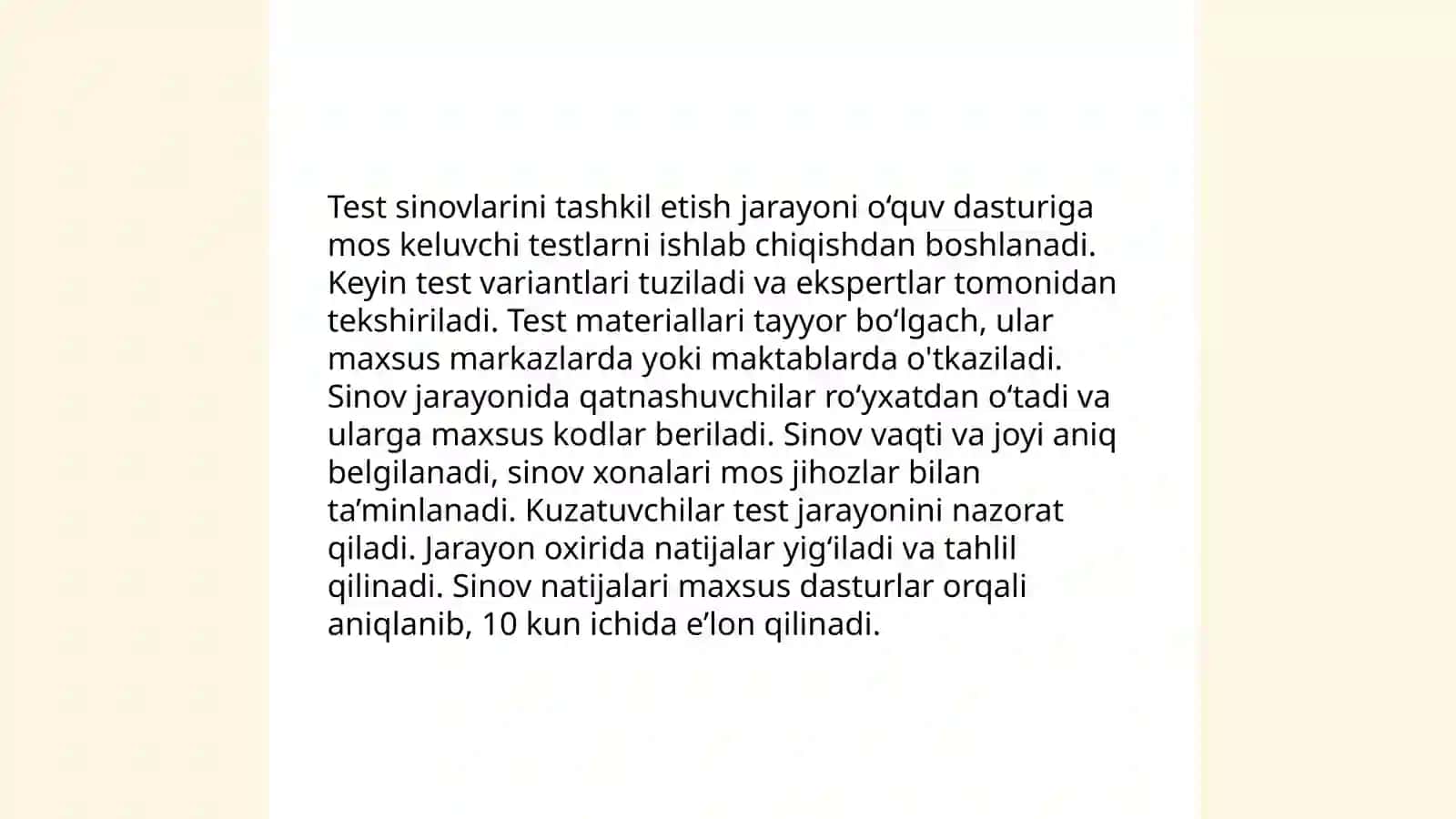 Test, testlarning turlari tashkil etish texnologiyasi. Baholash mezonlari 4
