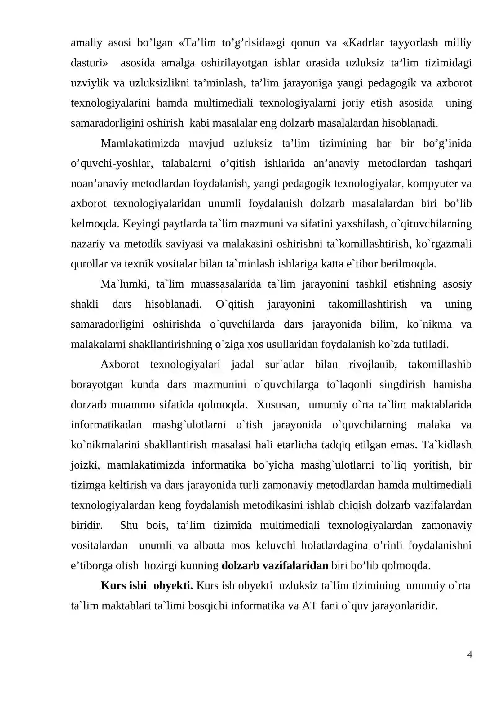 Informatika o‘qitish metodikasi 4
