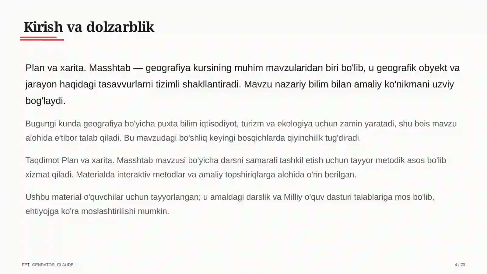 Plan va xarita. Masshtab (5-sinf) 4