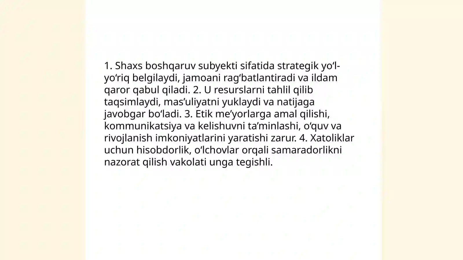 Rahbarlik va liderlikning nazariy asoslari 4