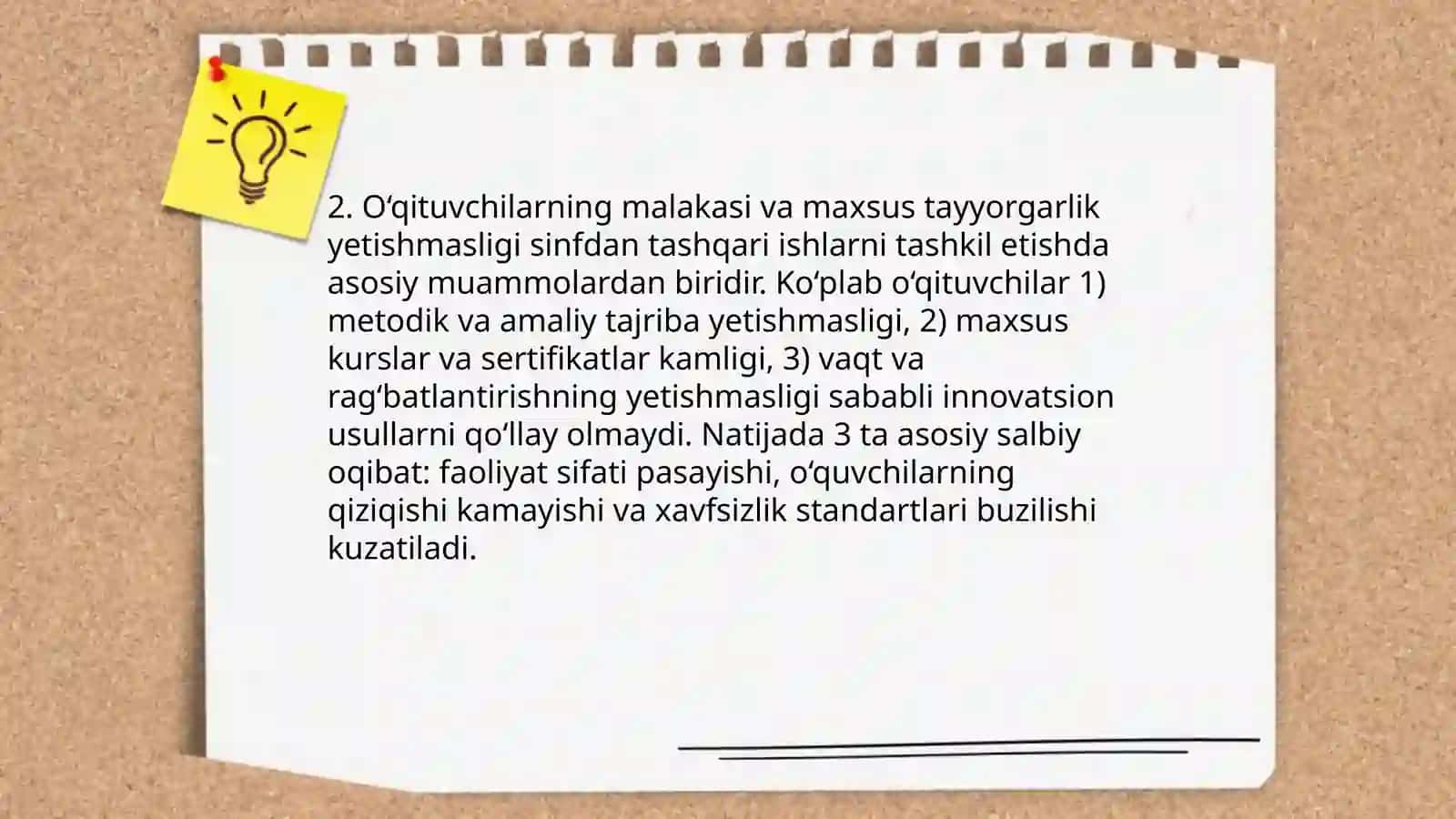 Sinfdan tashqari ishlarni tashkil etishning muammolarini o‘rganish 4