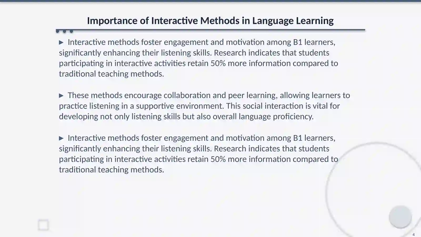 Developing listening skill through interactive methods for b1 level learners 4