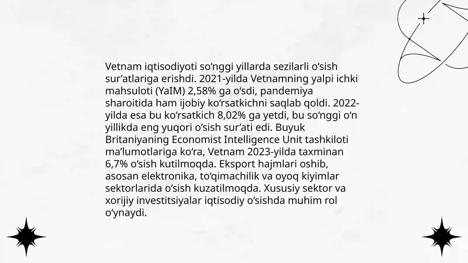 Vetnam iqtisodiyoti Muxtorova Marjona 4