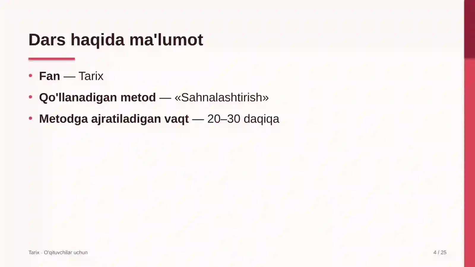 tarix darslarida sahnalashtirish metodidan foydalanish 7545 4