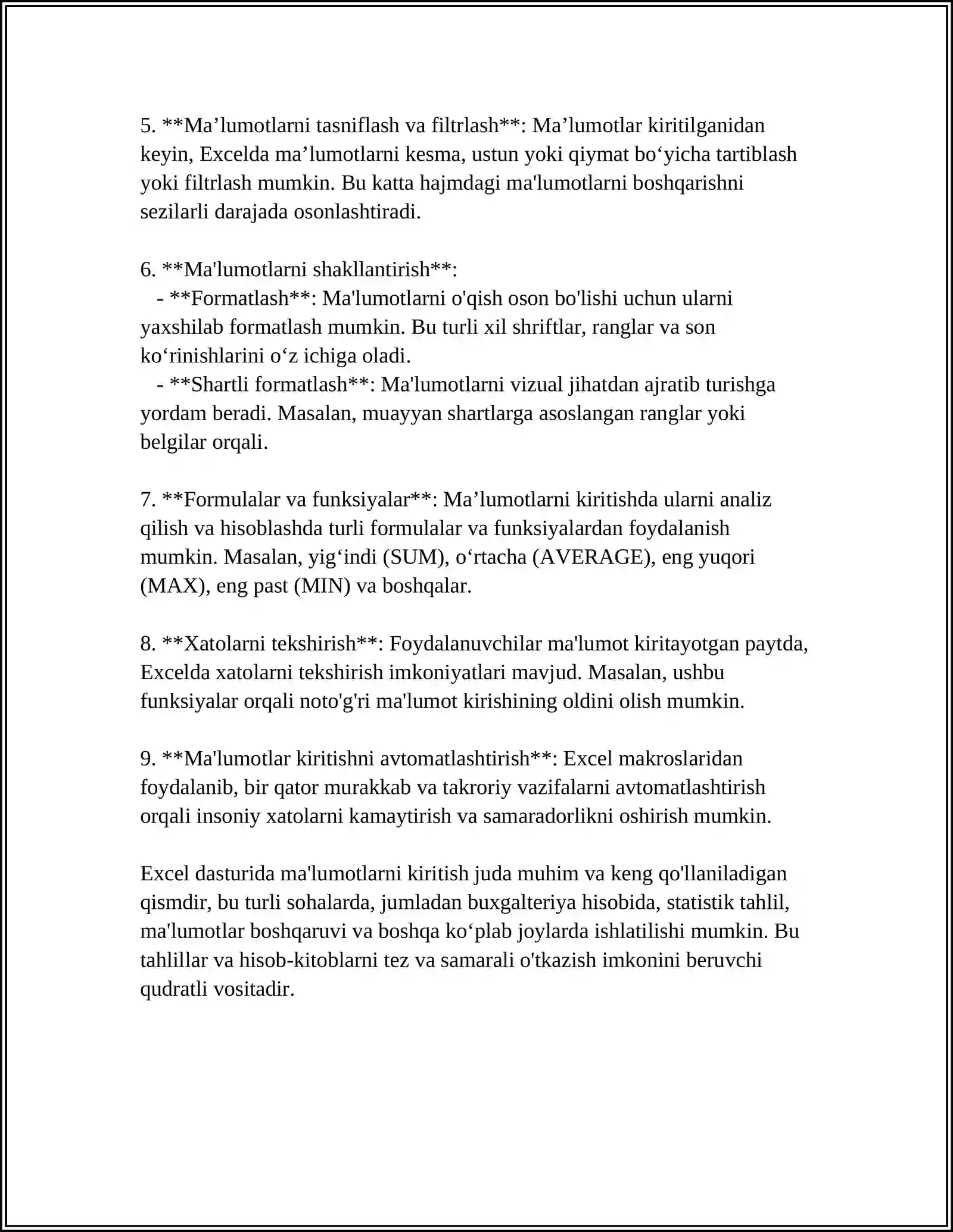 EXCEL DASTURIDA ISHLASH 4