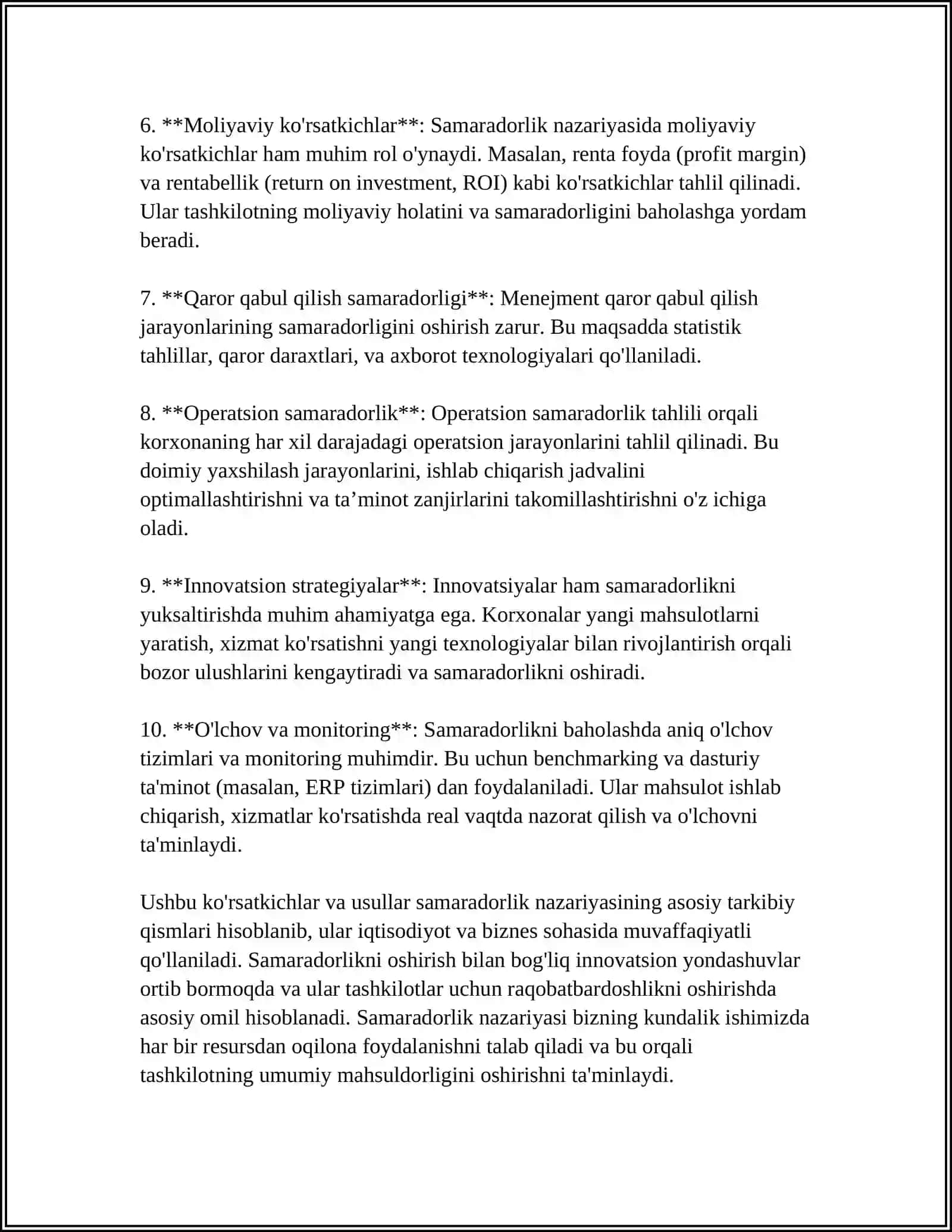 SAMARADORLIKNI NAZARIY ASOSLARI VA TEXNOLOGIK TEZLIKLARNI SAMARADORLIKKA TA'SIRI 4
