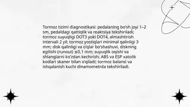 Avtotransport vositalar texnik holati va ishlash qobiliyati Kenjaboyev Faxriddin 4