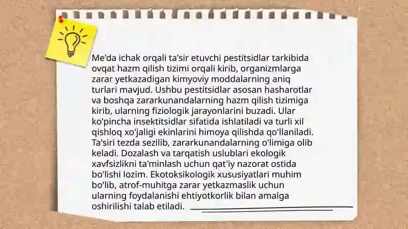 Sirtdan va me'da ichak orqali ta'sir etuvchi pestitsidlar 4