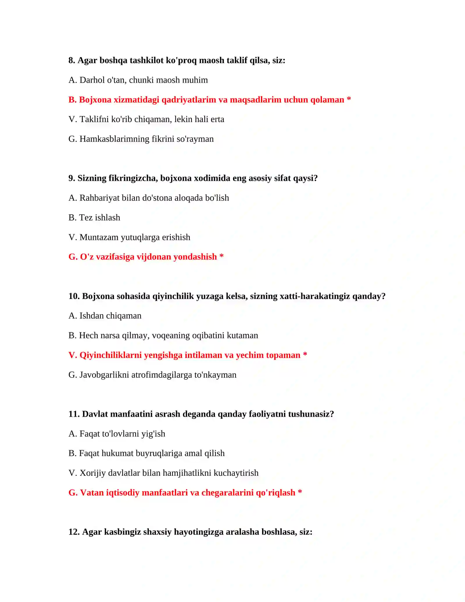 Bojxona qonunchiligi test savollari 4