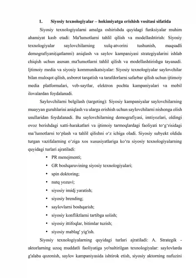 Siyosiy texnologiyalar – hokimiyatga erishishga yo‘naltirilgan vositalar sifatida 4