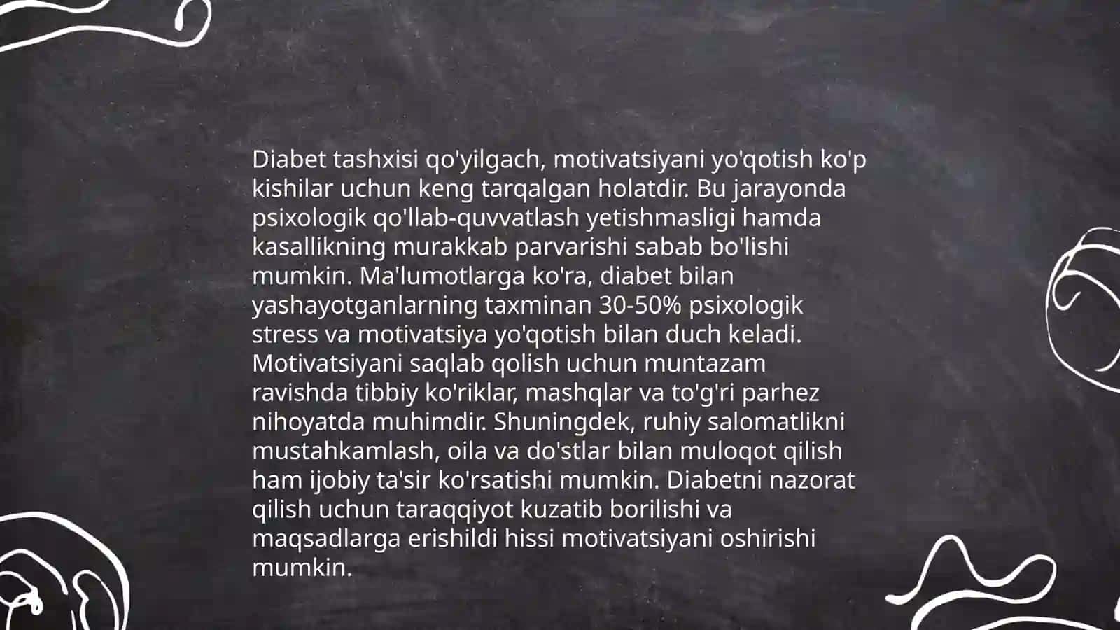Qandli diabet kasalliklarida motivatsion o'zgarish 4