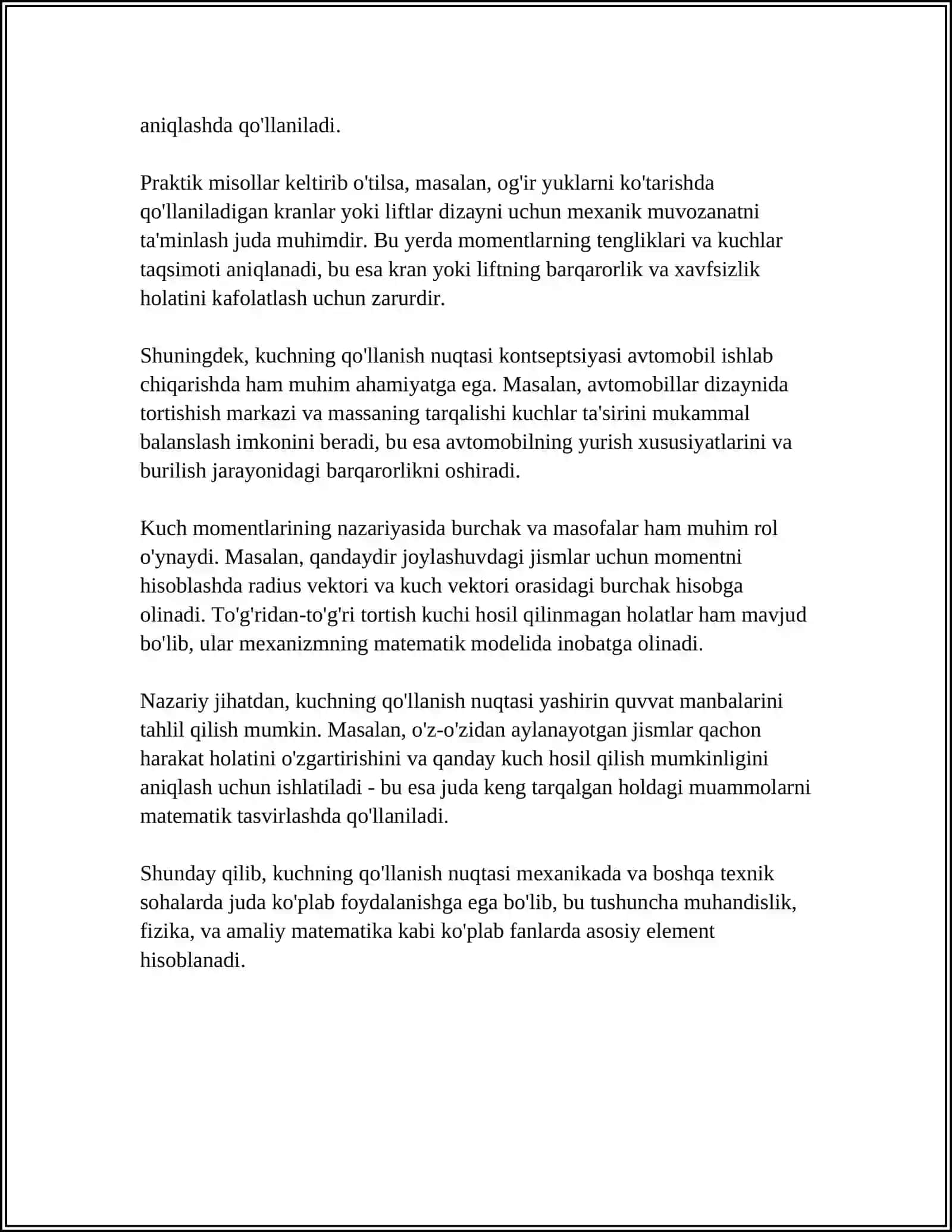 KUCHNING NUQTAGA NISBATAN MOMENTI.JUFT KUCH 4