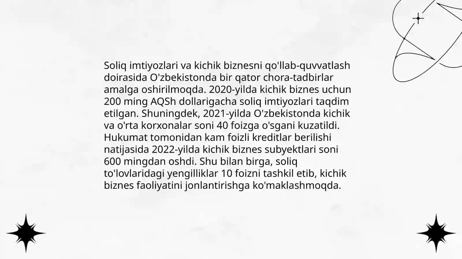 Oʻzbekistonda kichik biznes va xususiy tadbirkorlikni rivojlantirish istiqbollari 4