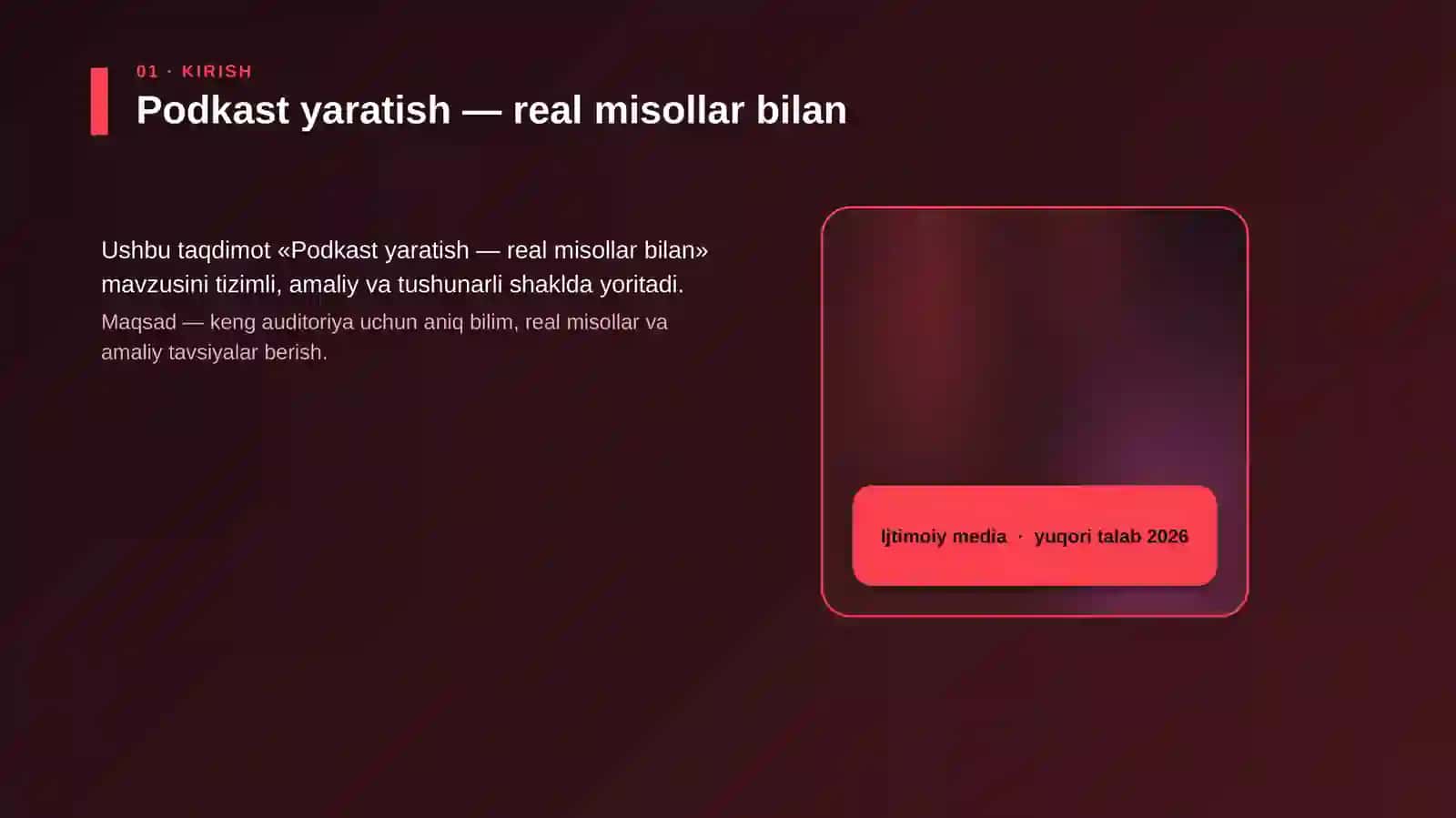 Podkast yaratish — real misollar bilan 4
