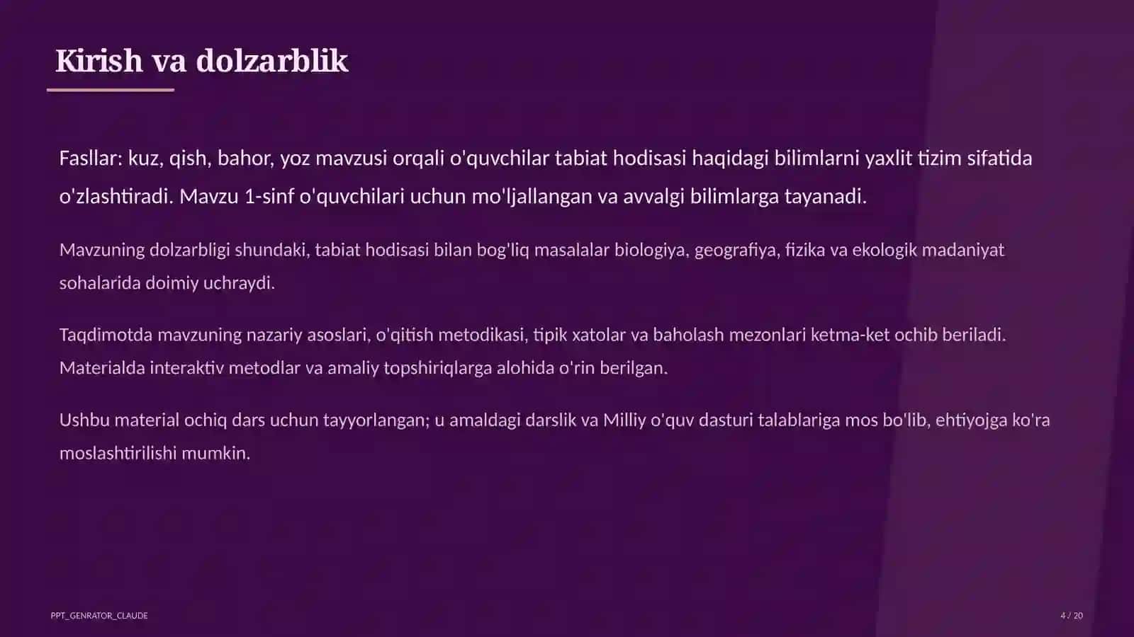 Tabiatshunoslik (1–4) 4