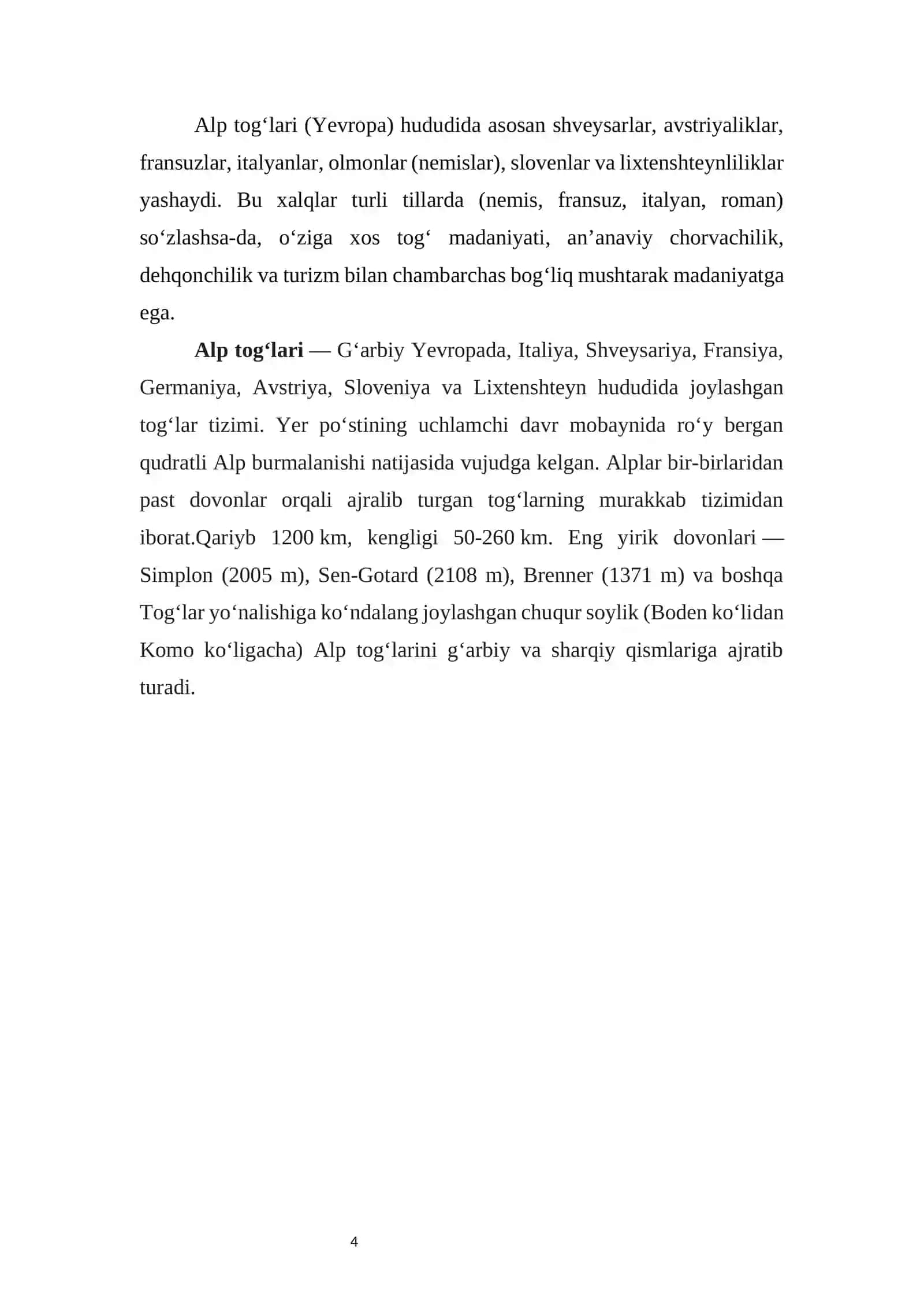 ALP TOGʻLARI XALQLARI: SHVEYTSARIYALIKLAR, AVSTRIYALIKLAR VA ULARNING MADANIYATI 4